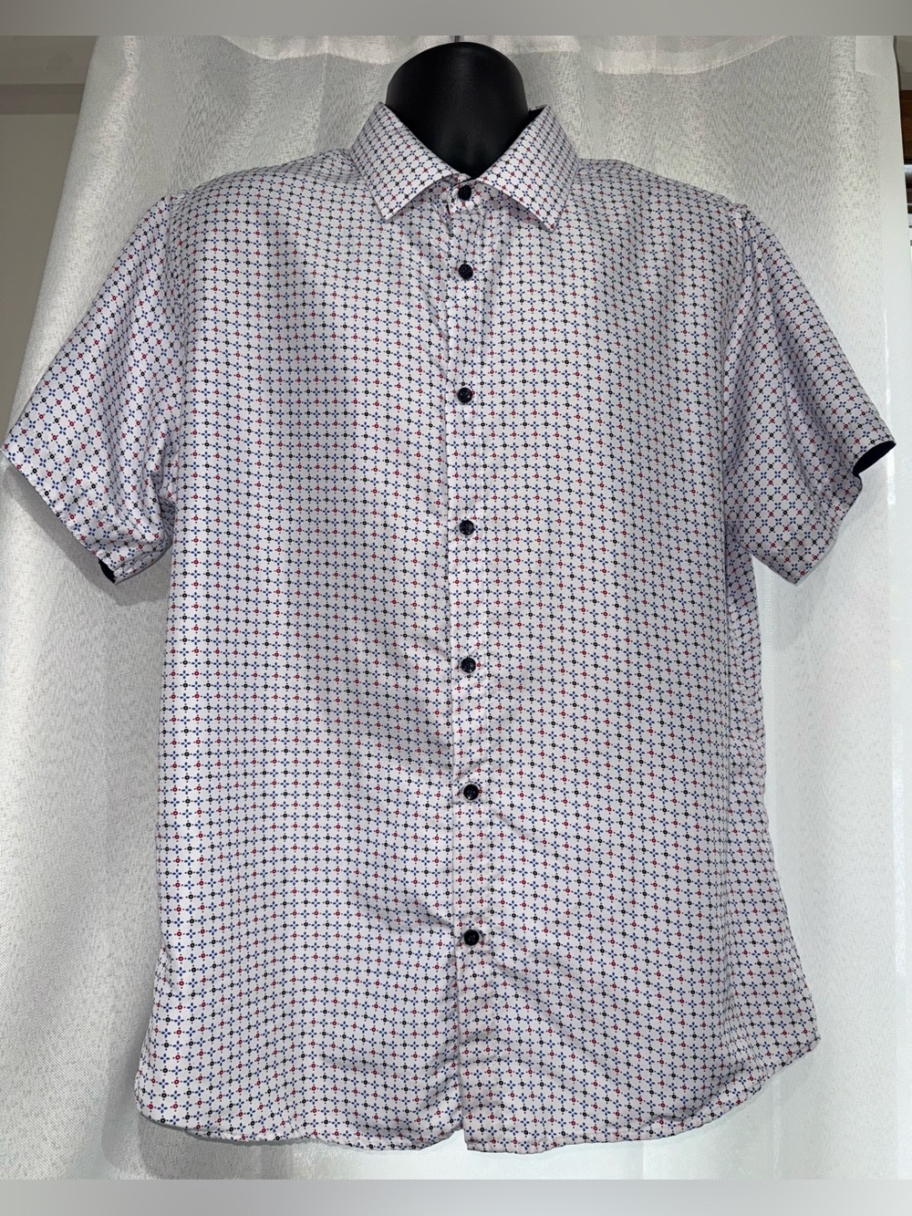 Silver Stone Collection Geometric Print Button Down Shirt XXL Modern Fit